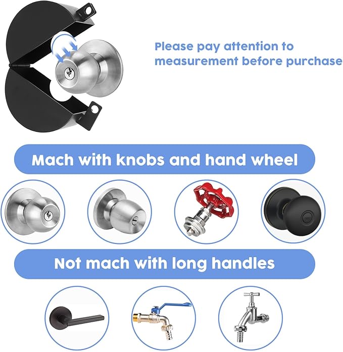 simarro Door Knob Lock Out Device, Door Handle Lock Cover with Padlock and Keys, Prevents Turning of Door Knob and Entering Keyholes for Covering Door Handles Faucets Valves(Black)