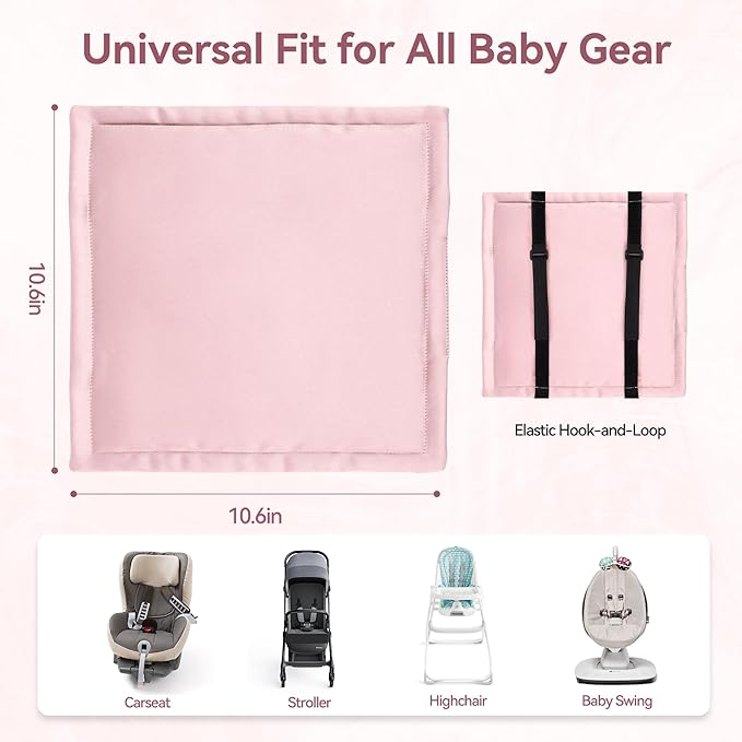 Silky Head Carseat Cover for Baby Satin Car Seat Head Cover Silk Feeling for Babies Headrest Protector for Girls Infant Sleeping Hair Protection 2pcs Pink and Black