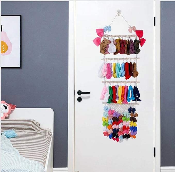 YOcity Headband Holder Organizer for Girls' Hair Bows Toddler Headband Accessories Organizer Bow Hanger Storage for Nursery Girls' Room Wall Decor L