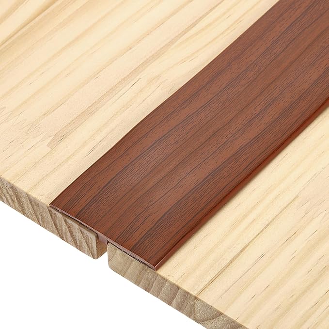 uxcell T-Molding Transition Strips, 3.28 ft x 1.97" (L x W) PVC Floor Flat Divider Strip Self Adhesive Vinyl Flooring Edging Trim for Joining Floor Gaps Doorways, Walnut