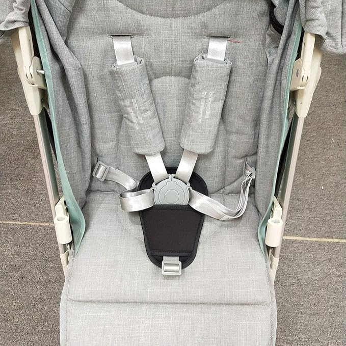 3 Pieces Baby Stroller Car Seat Strap Covers and Crotch Pad Combo Black, Soft Seat Belt Strap Covers Universal for Newborns Infants Kids Child, Pushchair Seat Belt Covers