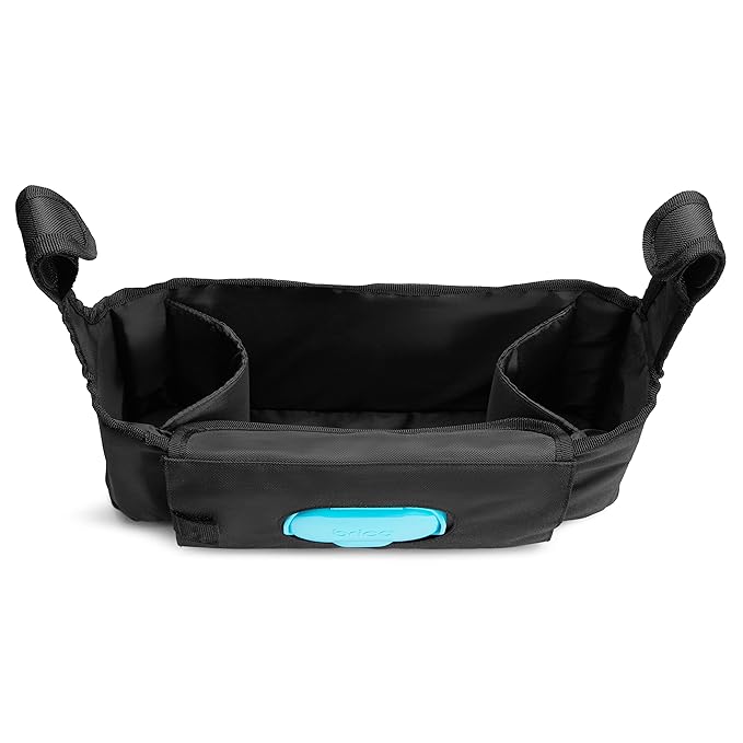 Munchkin Stroller Organizer with Cup Holders and Wet Wipes Case - Travel Storage Bag for Baby and Mom Essentials, Universal Fit, Fits UPPAbaby, Evenflo, BabyTrend and more, Black