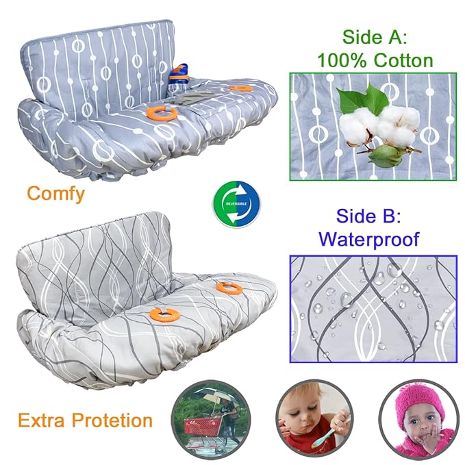 Shopping Cart Cover for Baby and Toddler, Waterproof Grocery Cart and High Chair Cover, Soft Padded Cart Cover for Babies, Universal Fit for Costco, Target and Restaurant High Chairs