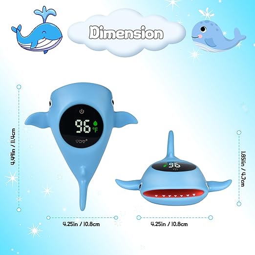 Baby Bath Thermometer with Floating Toys - Digital Water & Room Temperature Monitor, Rechargeable Thermometer with Alerts for Newborn Bath Essentials, Infant Safety
