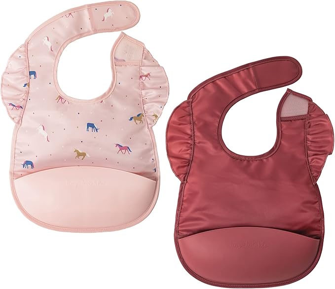Tiny Twinkle Silicone Pocket Bibs - Waterproof, Food Catching, Mess-Proof Bibs for 6-24 Months Baby Boy and Girl, Toddlers