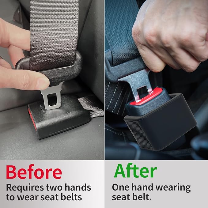 2 Pack Silicone Seat Belt Buckle Holder, Seat Belt Buckle Booster for Kids, Durable Silicone Material, Easy Access to The Buckles of Rear Seats, Car Accessories, Suitable for Most Car Models (Black)