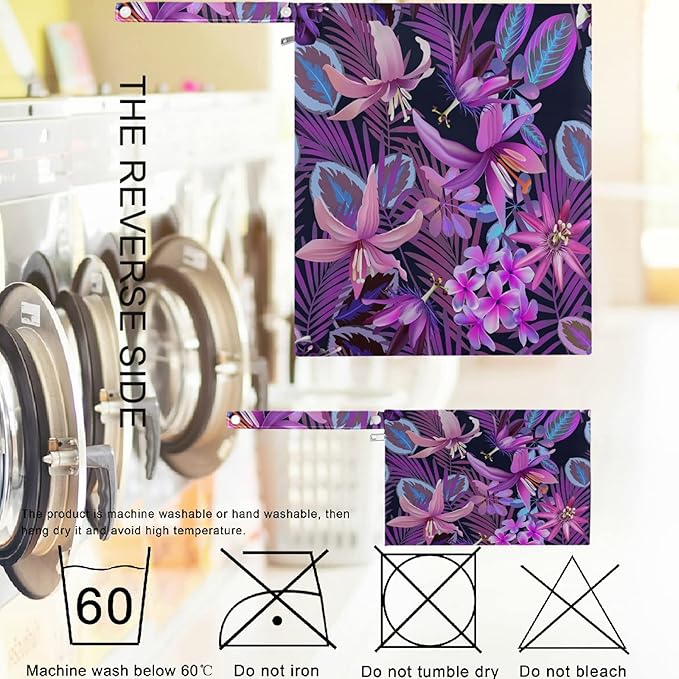 visesunny Tropical Purple Flower Palm 2Pcs Wet Bag with Zippered Pockets Washable Reusable Roomy for Travel,Beach,Pool,Daycare,Stroller,Diapers,Dirty Gym Clothes, Wet Swimsuits, Toiletries
