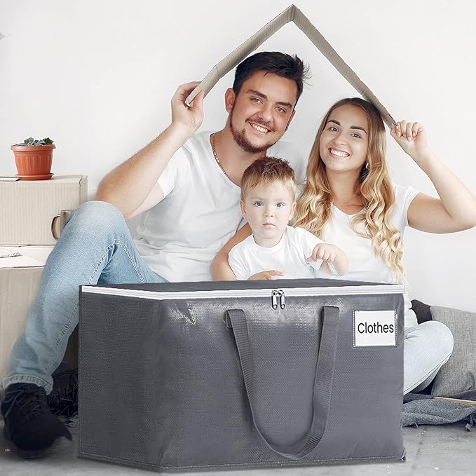Moving Bags Heavy Duty with Strong Zippers and Handles Collapsible Moving Supplies, Storage Totes for Packing & Moving Storing 125L 8Pack