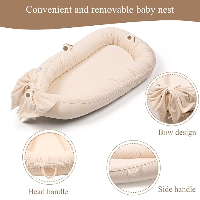 EAQ Baby Lounger, Infant Lounger for Newborn,Portable Baby Nest Cover Breathable & Soft, Newborn Essentials