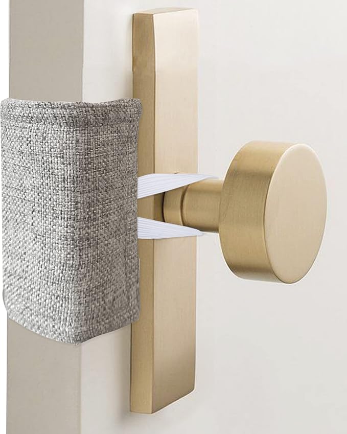 Door Silencer Padded Door Latch Cover, Baby Door Cushion Quiet Closer Door Lock Cover Universal Fit for No More Noise Light Sleeper Baby Nursery - 4 x 3 Inches, Light Grey, Set of 3