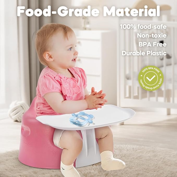 Seat Tray Accessory Compatible with Bumbo Floor Seat, Tray Surface for Feeding and Play, Easy to Clean and Install, for Baby Boys and Girls 3 to 12 Months, White