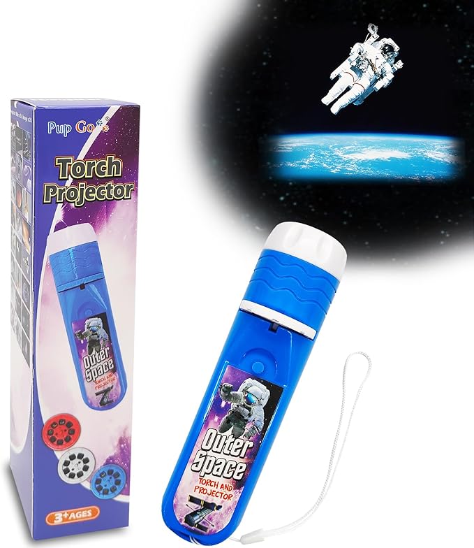 Pup Go Outer Space Projector Flashlight for Kids Ages 3+, STEM Space Toys for Boys & Girls, Spaces Explore Night Light Projectort with 3 Discs 24 Images, Educational Toys Present for Toddler Children