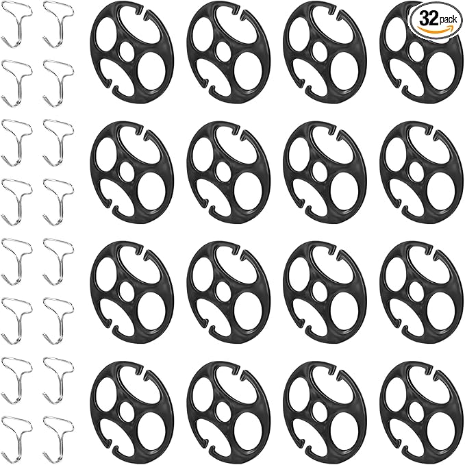 32PCS Car Seat Cover Plum Plate Metal Hooks, 16PCS Plastic Car Seat Chucks and 16PCS Metal Cover Hooks Locking Clips for Installing and Replacing Seat Covers Car Fasteners