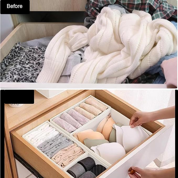 COSDACE Drawer Organizer Clothes,12Pcs Dresser Drawer Organizers Foldable Closet Organization and Storage Dividers for Clothing,Underwear, Sock, Baby Closet Organizer (White)
