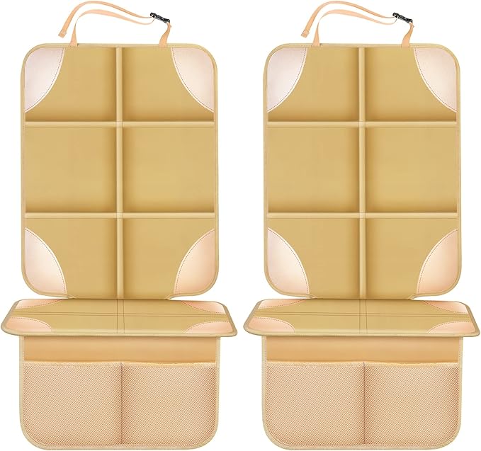 Meolsaek Car Seat Protector, Non-Slip Backing Will Not Leave Imprint, Waterproof Thicker Car Seat Cover for SUV, Sedan, Truck, Leather Car Seat Cushion (Ochre)