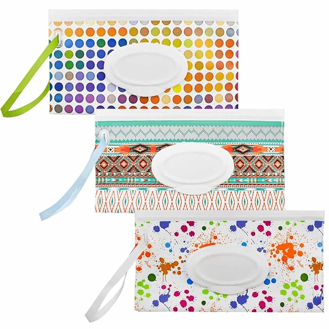 3 Pack Baby Wipes Dispenser - Portable, Refillable Travel Wipes Holder for Diaper Bag