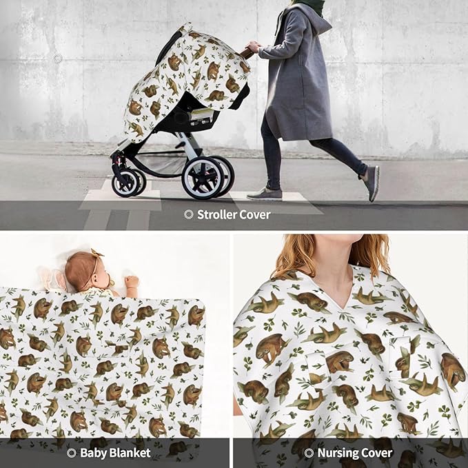 Sloth Baby Car Seat Canopy Cover, Nursing Cover for Newborn, Sloth Baby Stuff for Stroller Cover for All Seasons