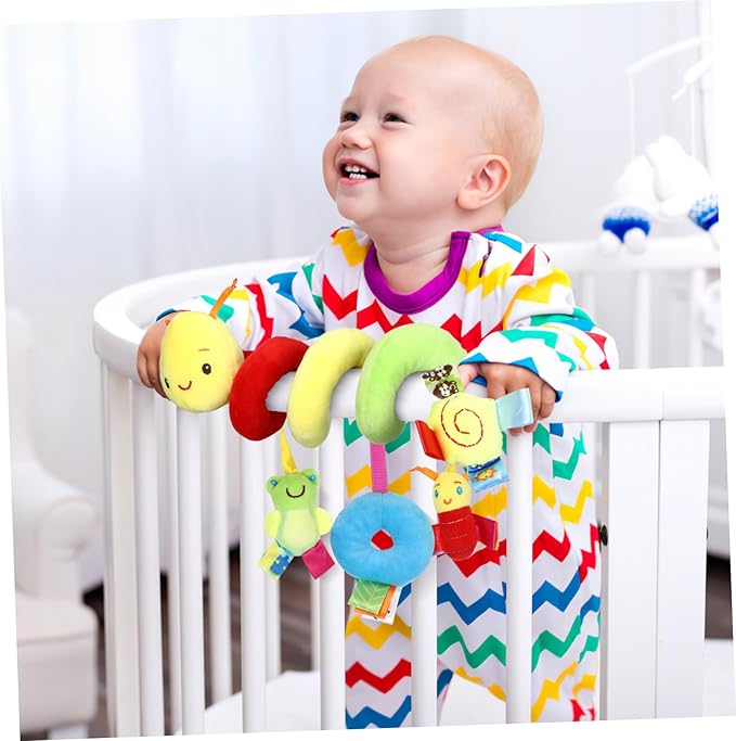 Car Seat Toys, Toys for Car Seat Crib Mobile Bed Around Rattle Bell Cartoon Insect Stroller Hanging Stuffed Wrap Spiral Safety Plush Toys for Crib Bed Stroller Car Seat Bar