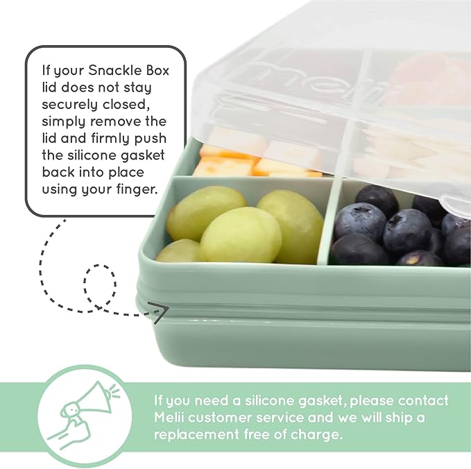melii Snackle Box | 12-Compartment Divided Snack Container, BPA-Free Food Storage, Removable Dividers, Perfect for Kids Snacks, Arts & Crafts, Beads, and Kitchen Organization (Sage)