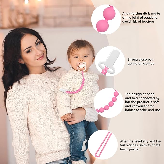 Pacifier Clips Baby Girls - Draklary 4 Pack Paci Clip Silicone Soothe Baby Binky Holder for Newborn Essentials Shower Birthday Gift Scenes