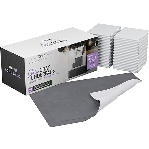 Inspire 42 Count 23” x 36” Ultra Absorbent Underpads for Incontinence Waterproof Bed Pads | Leakproof Quick Drying | Hospital Bed Pads Disposable Adult | Mattress Protector XXL Chucks Pads