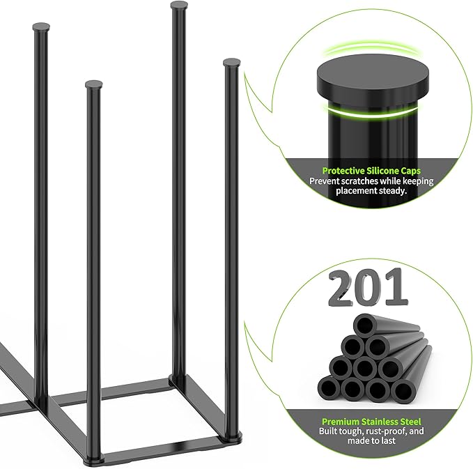 LAEMYFYRE Collapsible Bottle Drying Rack, Foldable Baby Bottle Drying Rack, Portable Drainer Stand Holder for Water Bottles, Cup, Reusable Silicone Bag, Cutting Board (Black)