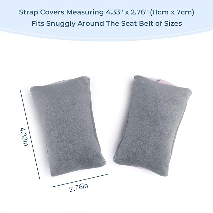 COOLBEBE Car Seat Straps Shoulder Pads for Baby Kids, Super Soft Seat Belt Covers for All Car Seats/Pushchair/Stroller/High Chair(Grey/Pink)