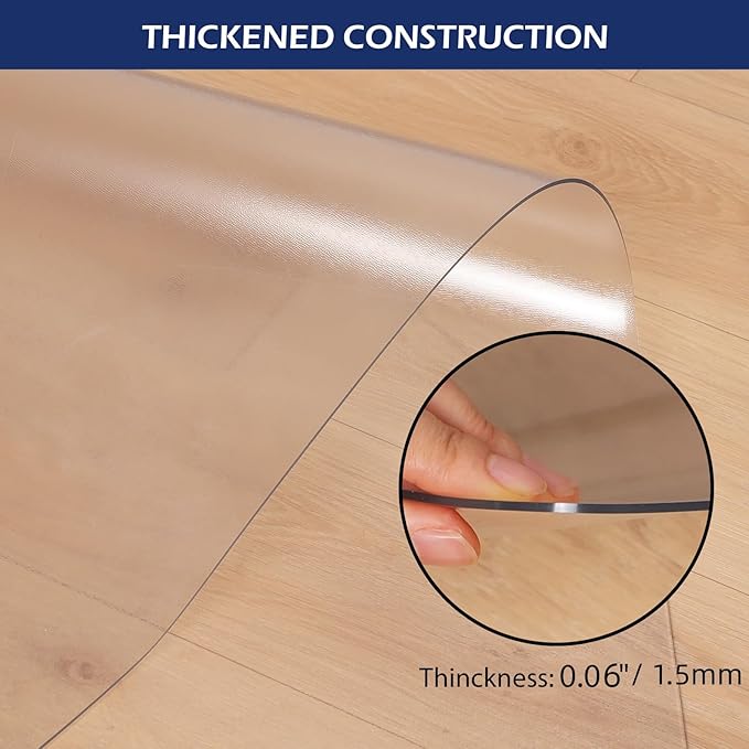 SALLOUS Chair Mat for Hard Floors, 50" x 60" Office Chair Mat for Hardwood Floor, Slip Resistant Floor Protector Desk Mat for Home Office, Waterproof Vinyl Floor Mat for Gaming Chairs (Clear)