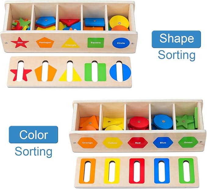 AISHUN Montessori for Toddlers, Magnetic Color Shape Sorting Matching Box,Early Learning Toys,Wooden Educational Toy, Fine Motor Skills Toys for Boys Girls (Blue)
