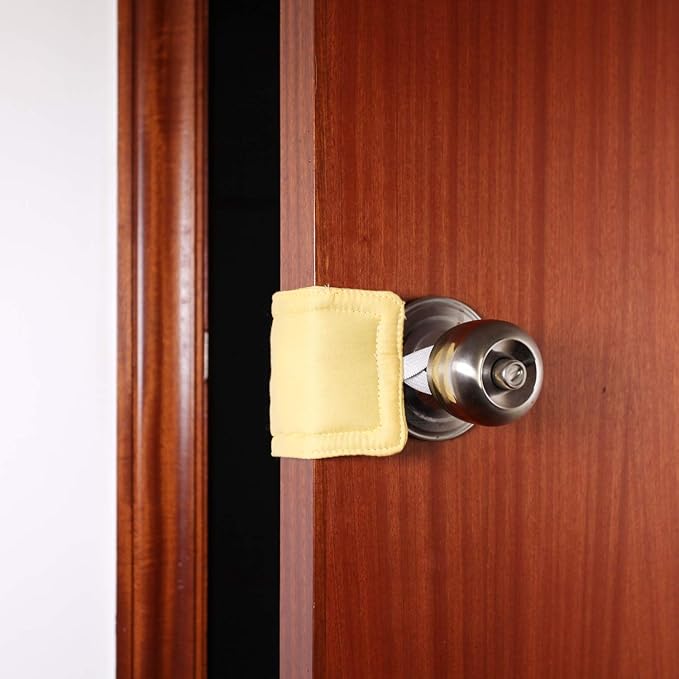 Door Silencer Door Jammer Door Closer Cushion Nursery Door Silencer Door Latch Cover 3 Pack for Noise Reducing Quiet Doors Baby Toddler Safety 3.25 x 5.5 Inch (New Yellow)