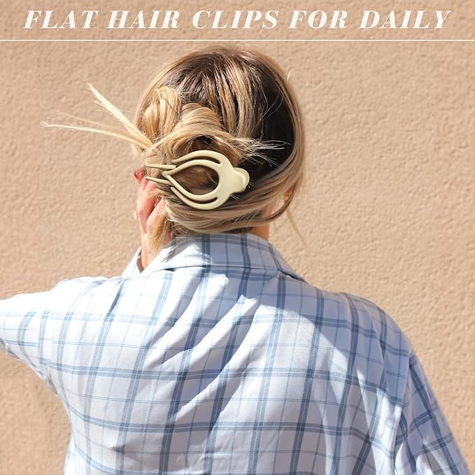 French Concord Flat Hair Clips for Women Girls - 6PCS Matte Curved No Slip Hair Claws for Volume and Strong Hold (Medium, 4"")