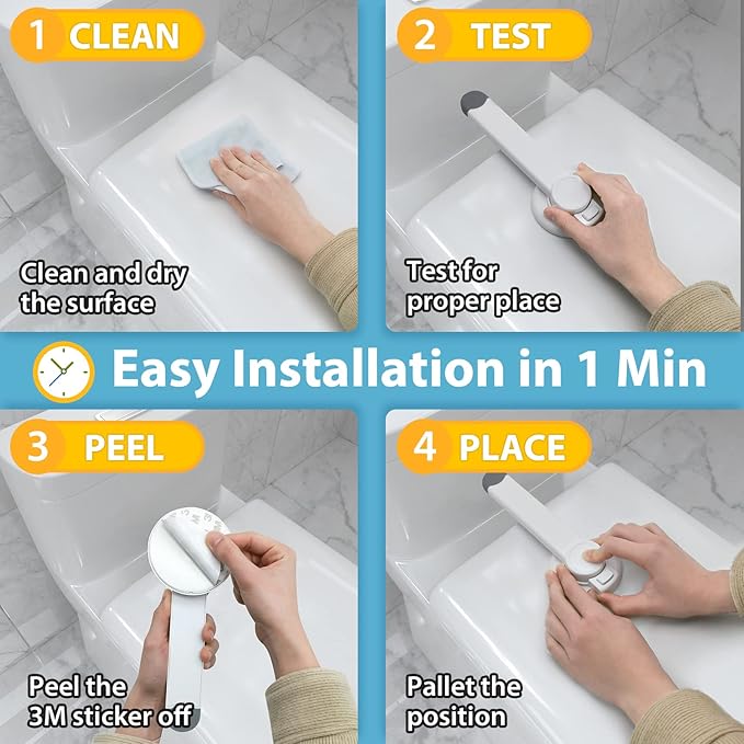 4our Kiddies Toilet Locks Baby Proof, Baby Proofing Toilet Seat Lock with Extra Pallet Fit for Most Standard Toilet, Easy Intallation Toilet Lid Lock for Child Safety with 1 Extra 3M Adhesive((1 Pack)