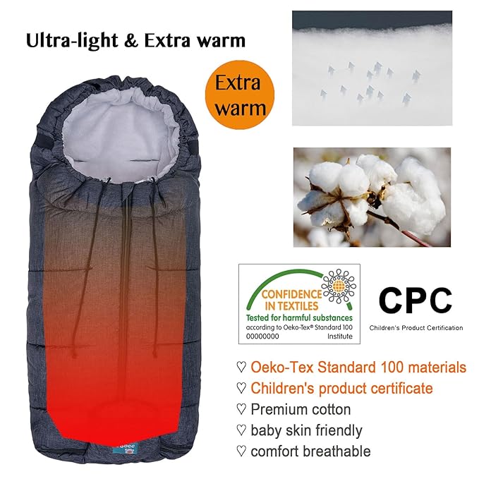 Yobee Winter Outdoor Tour Waterproof Stroller Bunting Bag, Warm and Comforatble Stroller Footmuff, Toddler Universal Stroller Sleeping Bag, Multi-Use,6 to 36 Months