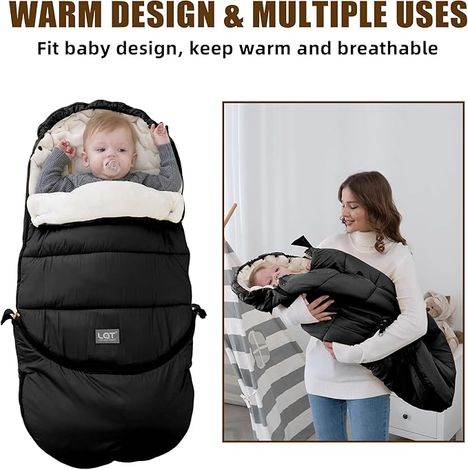 LAT Baby Warm Bunting Bag Universal,Extended and Removable,Stroller Sleeping Bag Cold Weather,Waterproof Toddler Footmuff