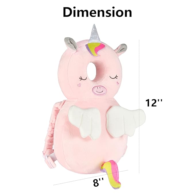 Baby Head Back Protector Backpack Toddler Safety Protector Cushion Pad Soft, Adjustable and Lightweight Design for Safe Walking and Crawling Toddlers Girls and Boys(Unicorn)