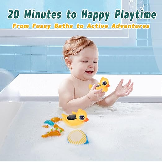 Big-Eye Duck Baby Bath Thermometer - Digital Water & Room Temp Monitor with LED Alerts, Floating Bath Safety Essential for Newborns, Infants, Toddlers (Rechargeable, IP67 Waterproof)