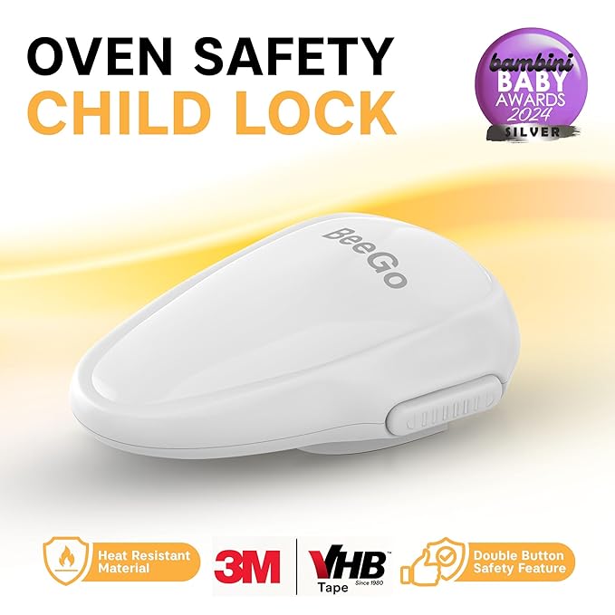 Oven Lock Child Safety – Award Winning Self-Adhesive Baby Proofing Oven Door Latch, Easy Install Heat-Resistant Safety Lock by BeeGo (White)
