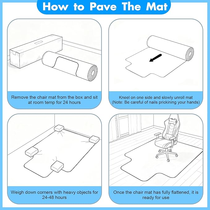 Office Chair Mat for Carpet - 36x48 Inch Heavy-Duty Protection for Low Pile Plastic Computer Desk Floor Protectors for Chairs