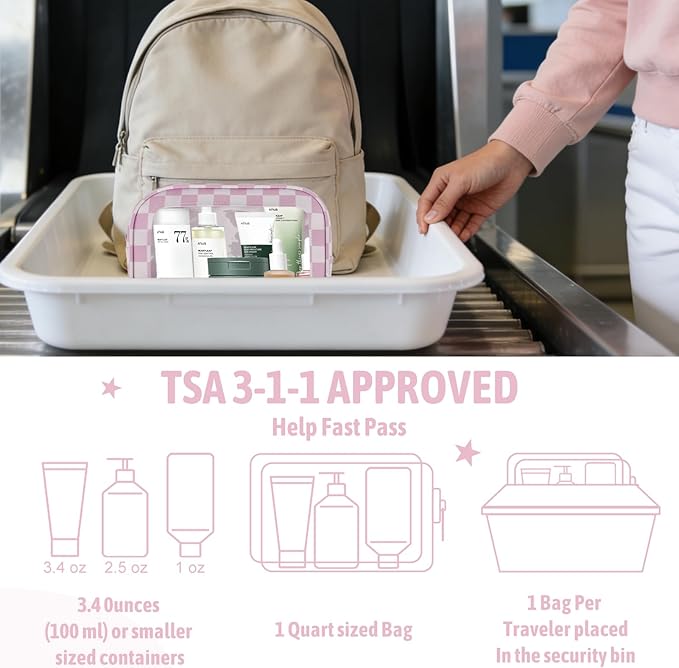 3PCS Clear Toiletry Bag,TSA Approved Travel Makeup Pouch with Zipper for Cosmetics and Toiletries，Diaper Bag Organizer Pouch Set,Women's Purse Organizer and Clear Car Bag