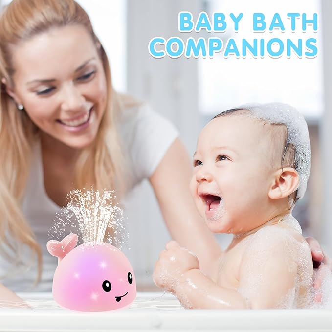 Whale Bath Toy Sprinkler, Light Up Bath Toys for Kids Ages 1-3 Babies 6-12-18 Months, 1 2 3 Year Old Boys Girls Gifts Valentines Toddler Birthday Gifts, Bathtub Fountain Pool Water Table Toys