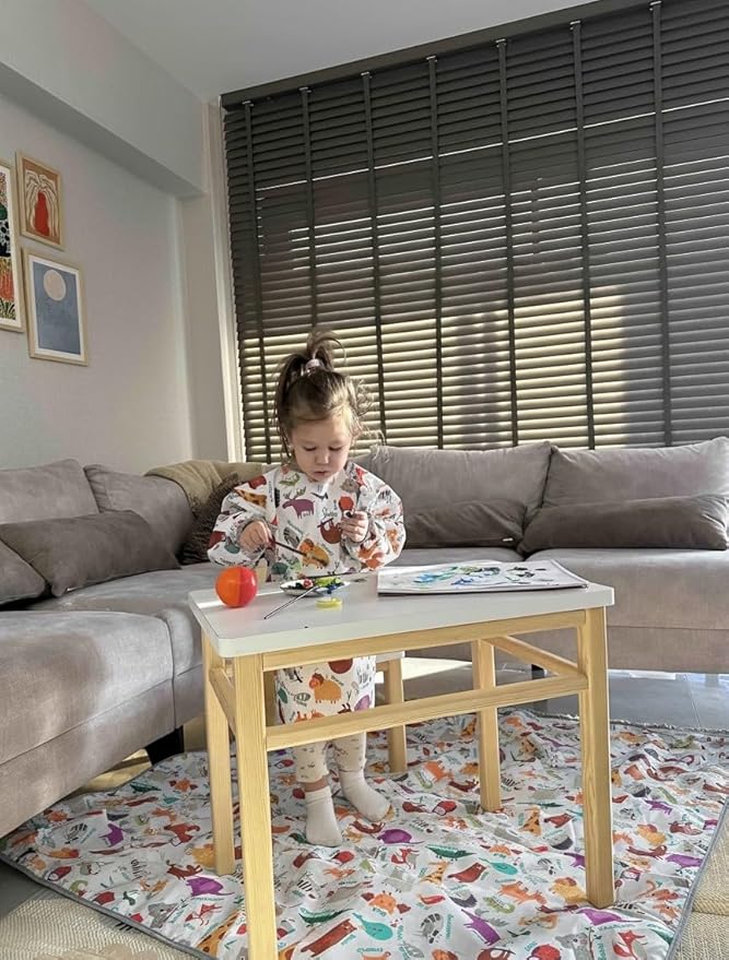 Waterproof High Chair Splat Mat – Machine Washable Floor & Table Protector for Baby Feeding, Art & Crafts, Outdoor Use (Zoo, 57x71 Inch)