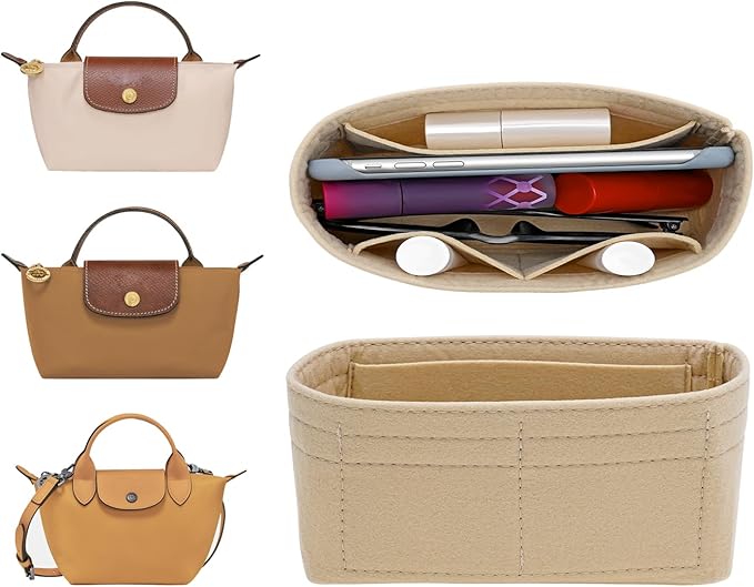 LOUKAYCCI Felt Mini Organizer Insert for Longchamp mini XS Bag,Purse Organizer Insert For Handbag
