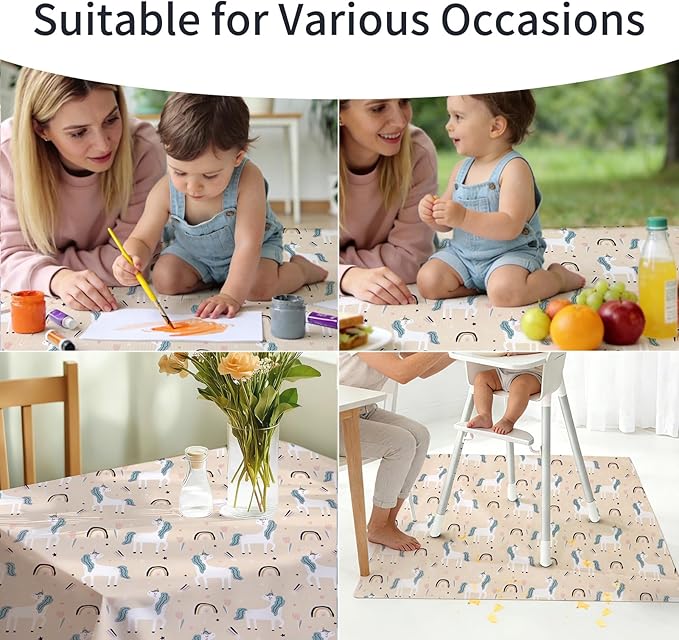 CoolaPeach Splat Mat for Under High Chair/Arts/Crafts, Washable Baby Spill Mat Waterproof Non-Slip Floor Splash Mat, 43"x 43" Portable Play Mat and Table Cloth