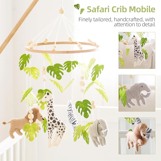let's make Baby Mobile for Crib Safari Nursery Mobile Handmade Jungle Baby Mobile Woodland Nursery Decor Forest Animals Crib Accessories with Lion Elephant Zebra Giraffe