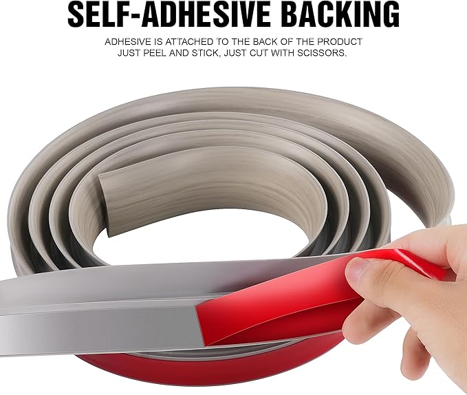 BNELL Floor Transition Strip Self Adhesive-PVC Carpet & Floor Edging Trim Strip,Threshold Transitions Suitable for Threshold Height Less Than 10mm (9.84FT_Gray Wood Grain)