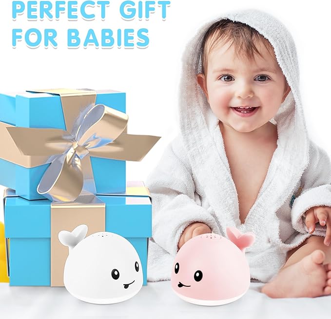 Whale Bath Toy Sprinkler, Light Up Bath Toys for Kids Ages 1-3 Babies 6-12-18 Months, 1 2 3 Year Old Boys Girls Gifts Valentines Toddler Birthday Gifts, Bathtub Fountain Pool Water Table Toys