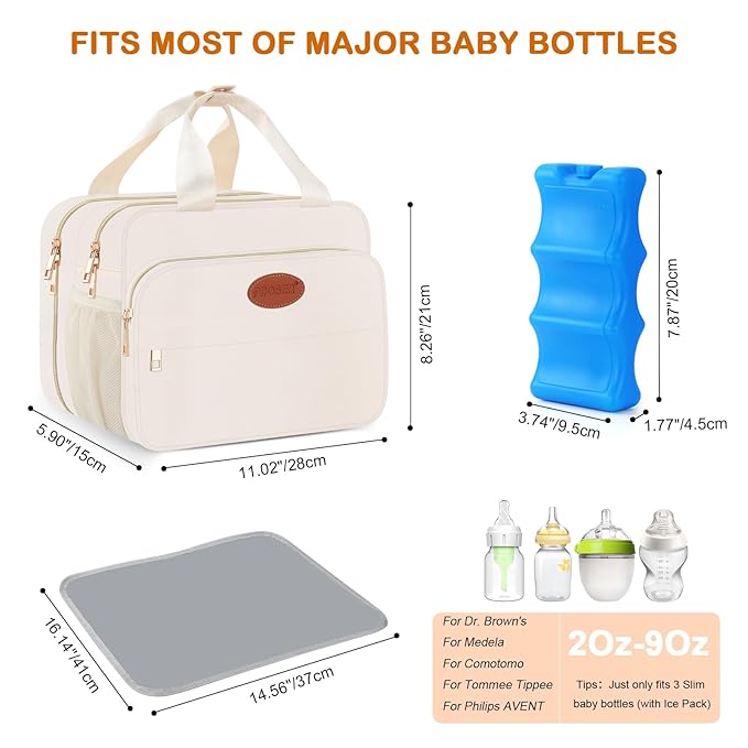 PIIOSER Breastmilk Cooler Travel Bag with Ice Pack, Compatible with Wearable Breast Pumps & Accessories - Breastfeeding On The Go for Nursing & Working Moms, Cream