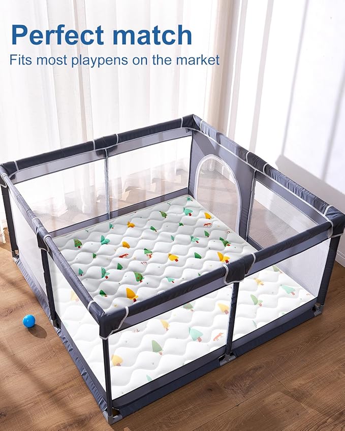 Odorless Premium Foam Baby Play Mat 47" x 47", Soft Microfiber Fabric Crawling Mat for Floor- Comfortable and Hypoallergenic, Non-Slip Cushioned Floor Playpen mat for Infants,Babies,Toddlers, Forests