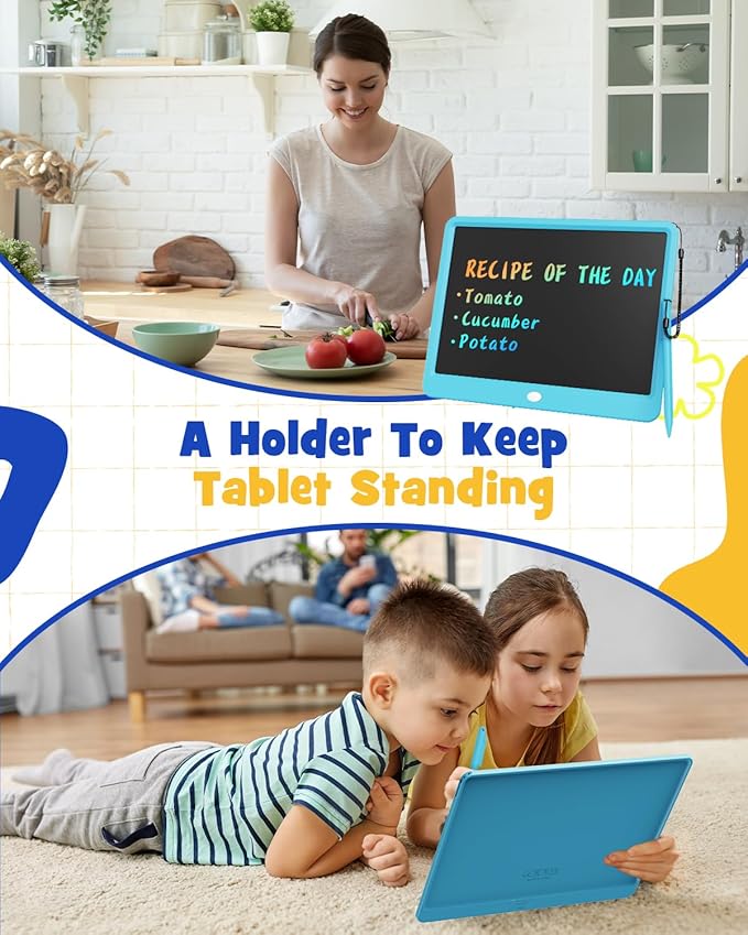 TEKFUN Birthday Gifts for Kids, 16inch LCD Writing Tablet Drawing Board, Teen Girl Boy Gifts Age 10 and Up, Birthday Gifts for All Age Groups, Erasable Writing Tablet for Business Meeting (Blue)
