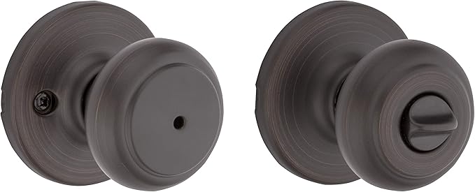 Kwikset Cove Interior Privacy Door Knob with Lock, Door Handle For Bathroom and Bedroom, Venetian Bronze Keyless Turn Lock Doorknob